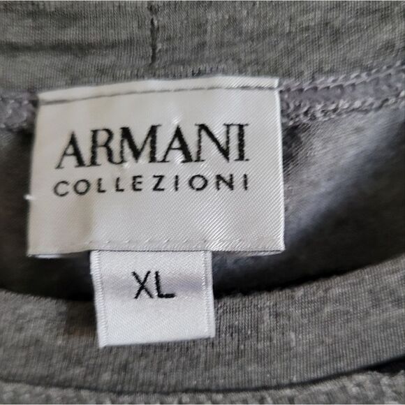 Armani Collezioni Gray Striped Short Sleeve Tee - Picture 5 of 8